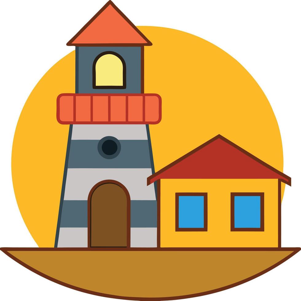 Lighthouse and house vector
