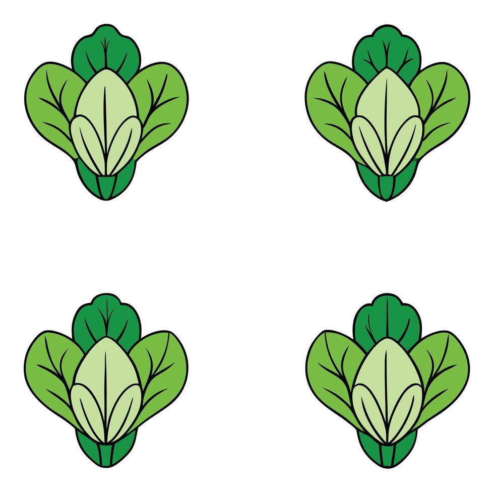 A set of four green leaves with four different shapes vector