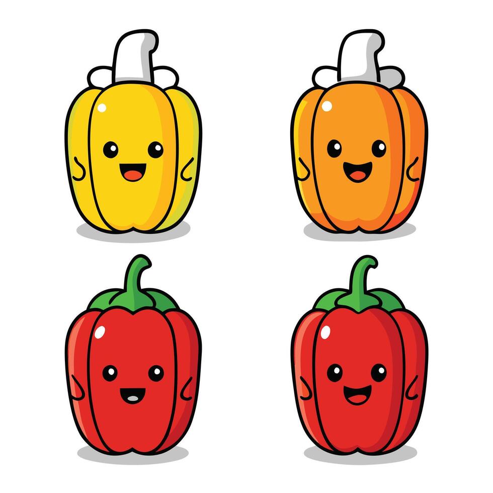 A set of four peppers with different faces vector
