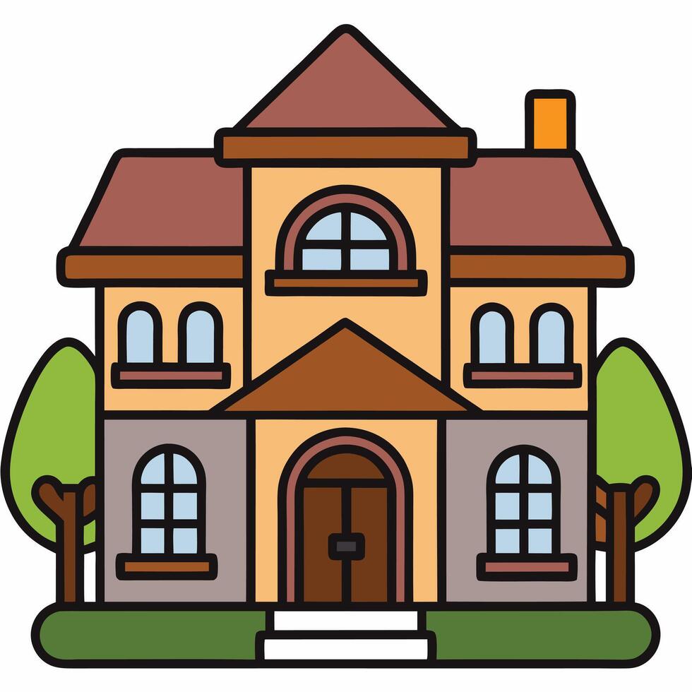 House with front door and windows on a white background vector