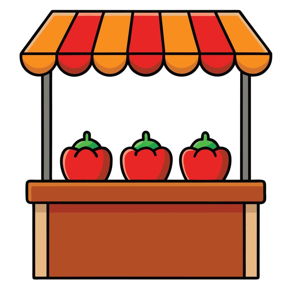 A market stand with red peppers on it vector