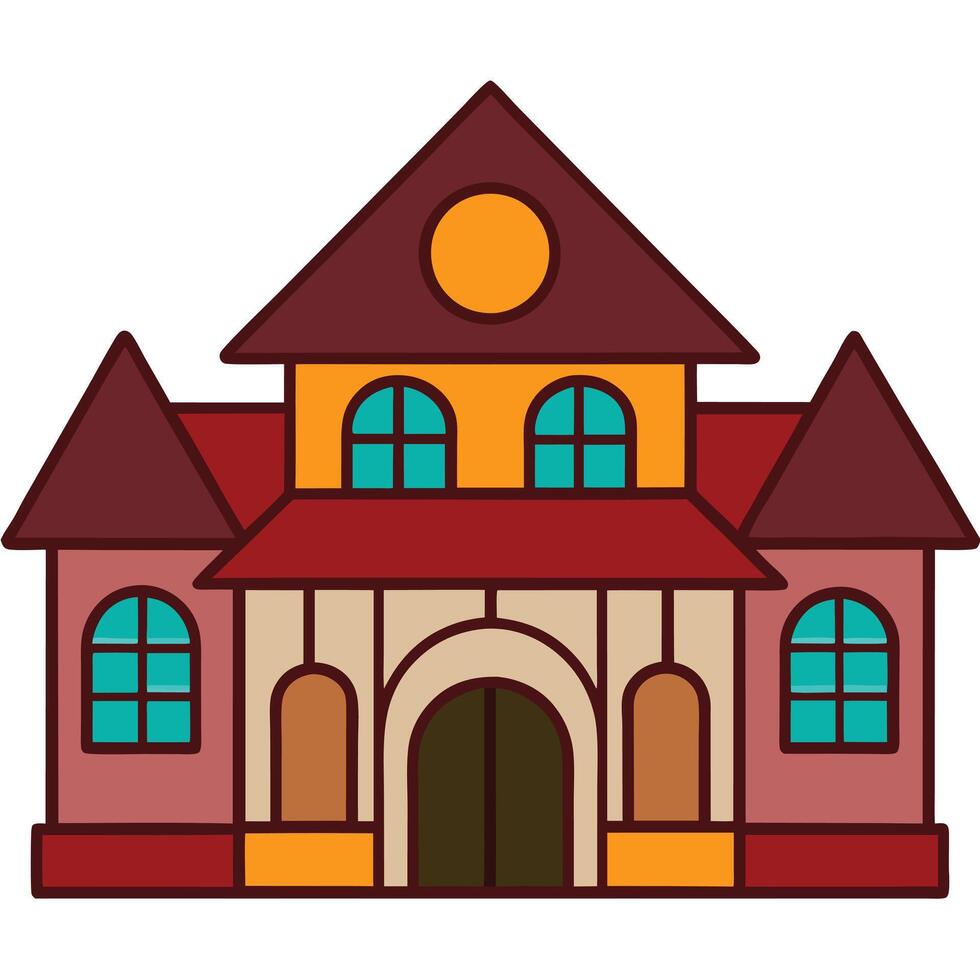 A cartoon house with a door and windows vector