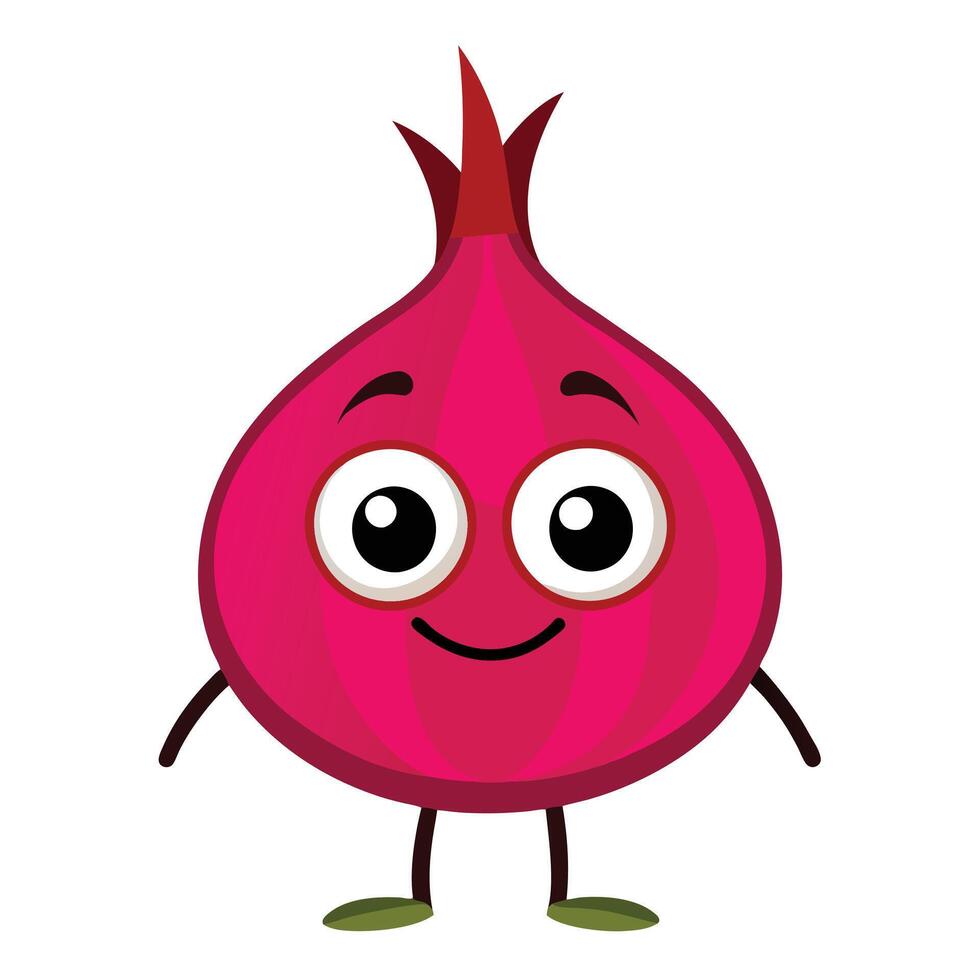 A cartoon onion character with eyes and a smile vector