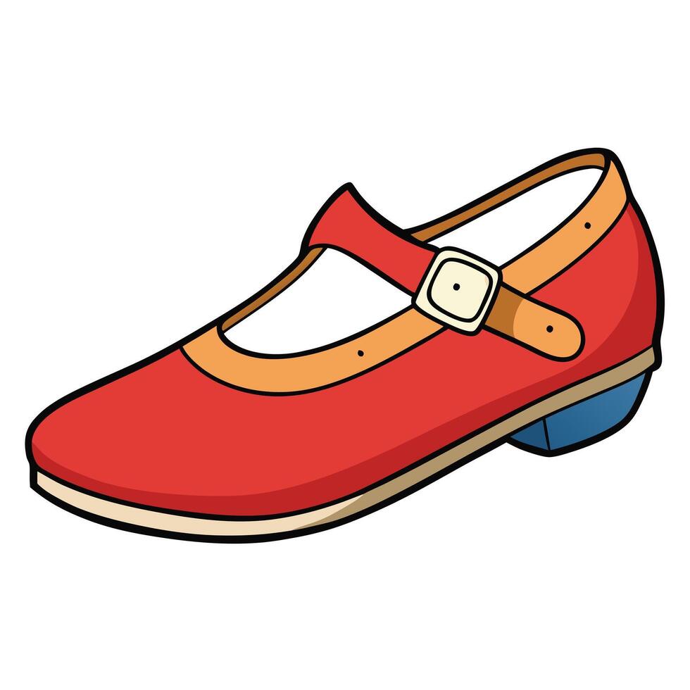 Red shoe with buckle on the side illustration vector
