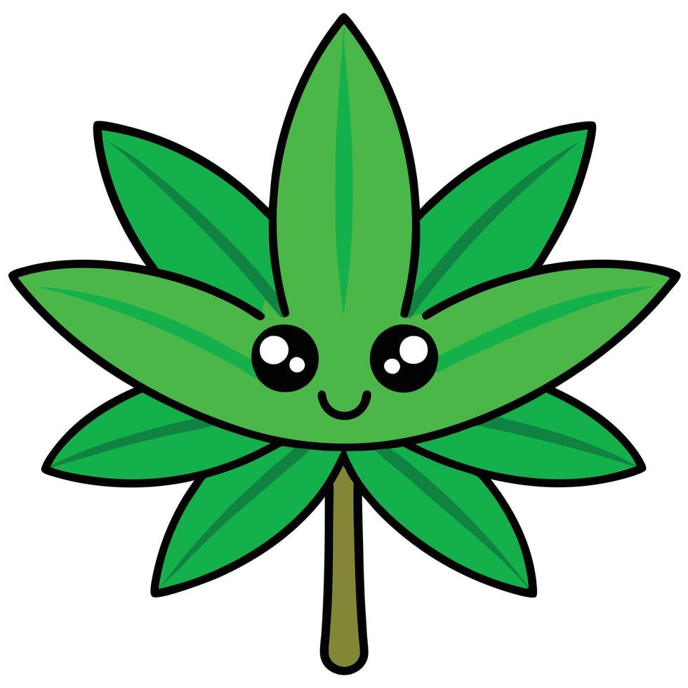 A cartoon marijuana leaf with eyes and a smile vector