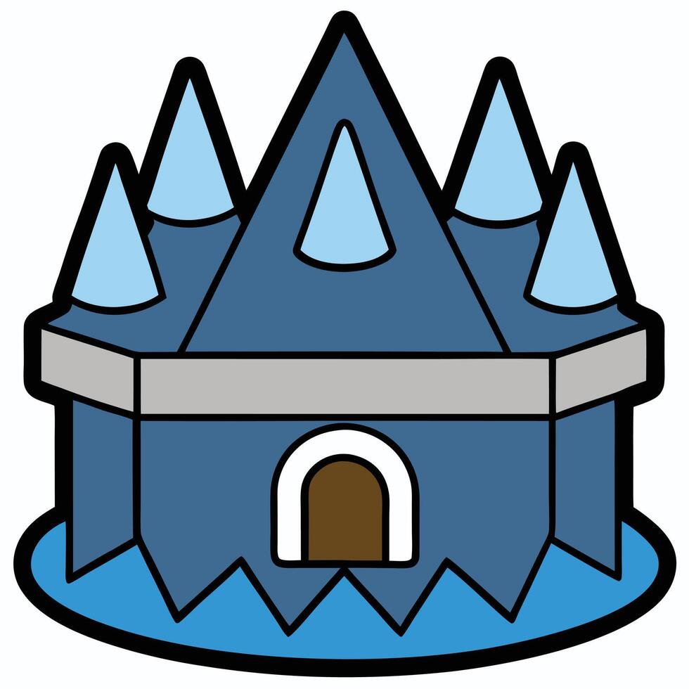 A castle with a blue roof and water vector
