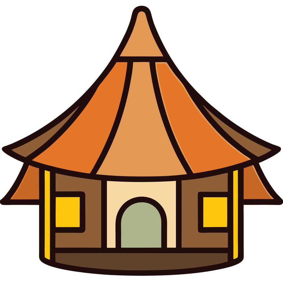 A cartoon house with a roof vector