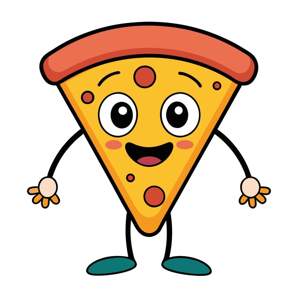 A cartoon slice of pizza with arms and legs vector