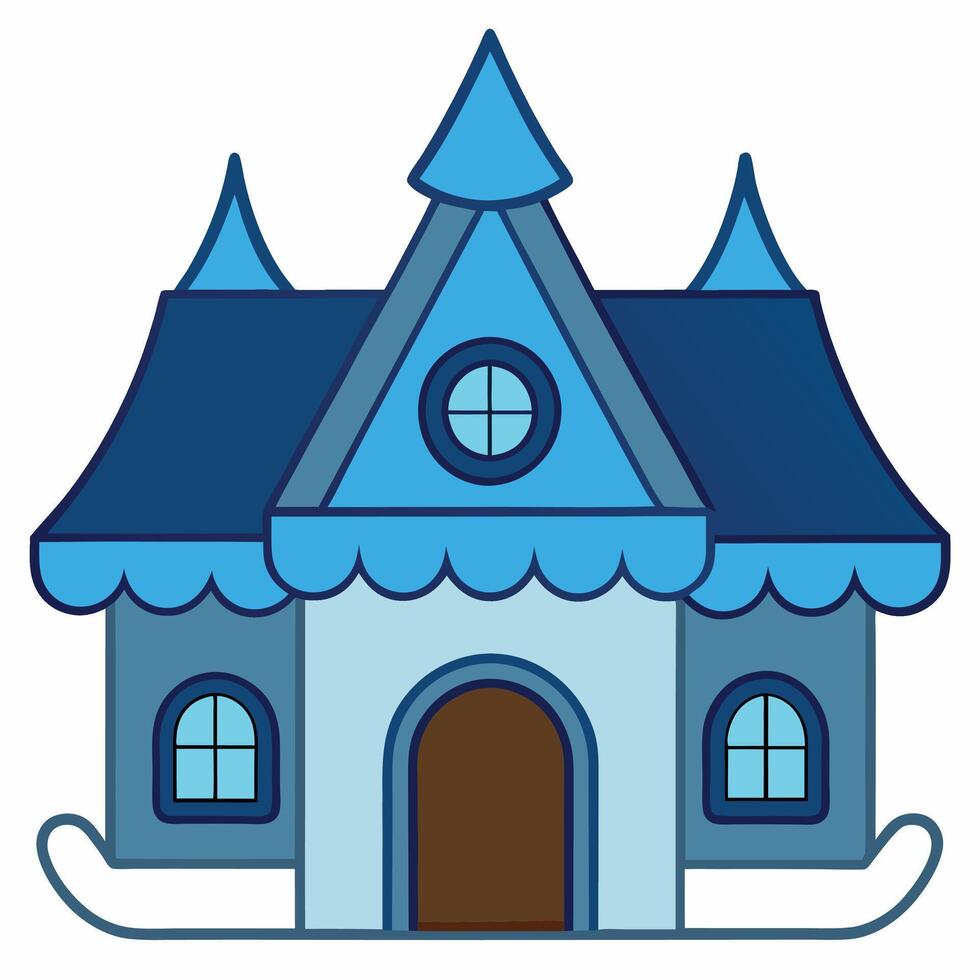 A blue house with a roof and windows vector