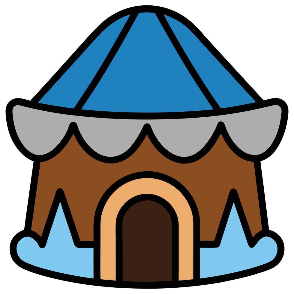 An icon of a house with a blue roof vector