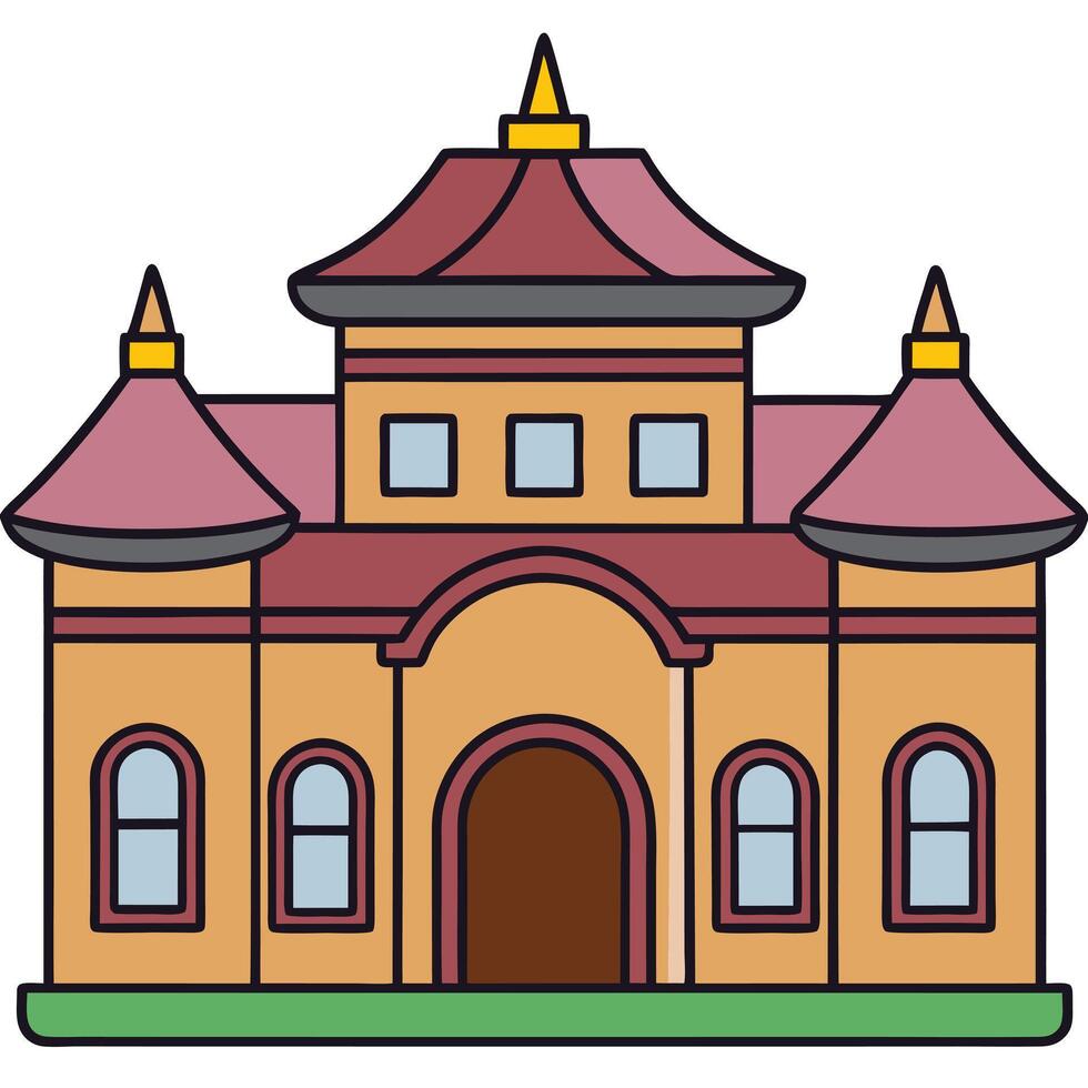 A building with a roof and two windows vector