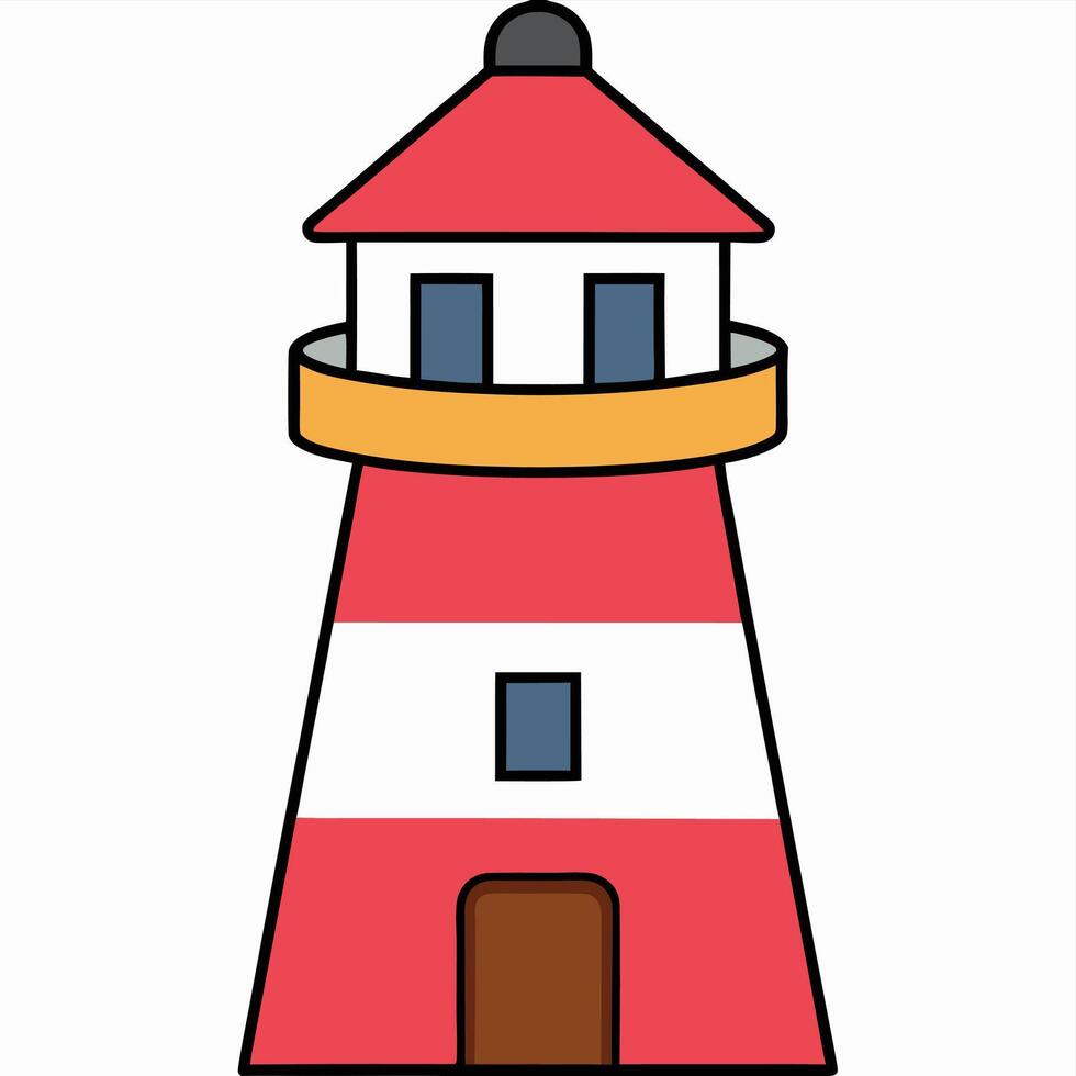 A red and white lighthouse with a red roof vector