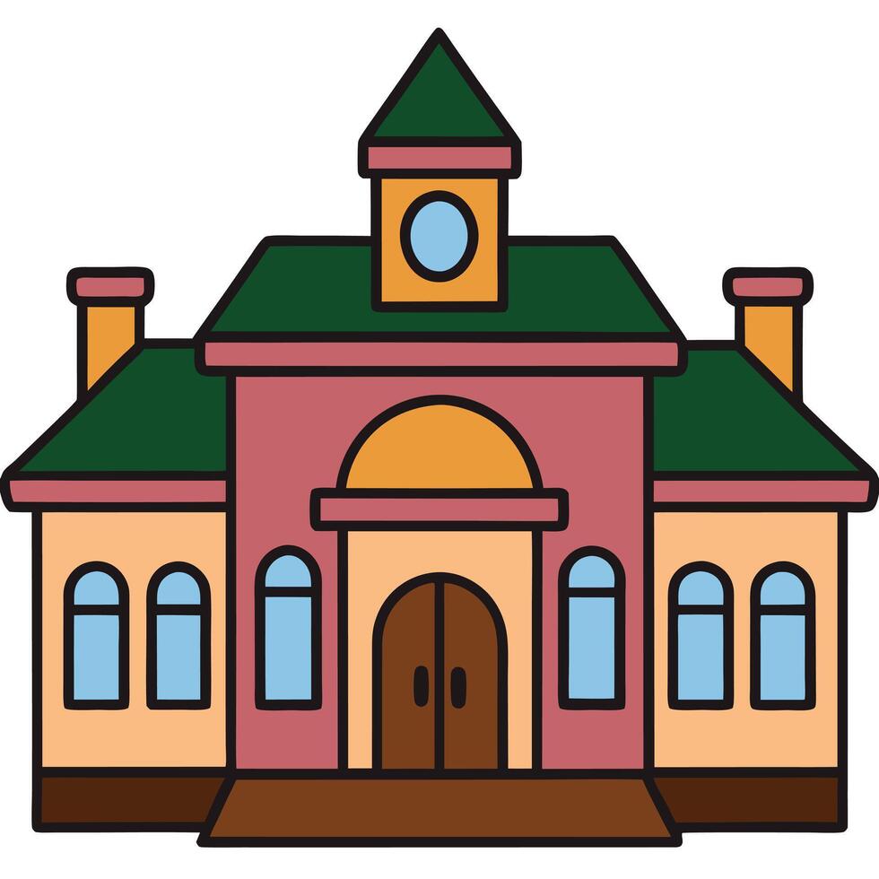 School building clip art illustration vector