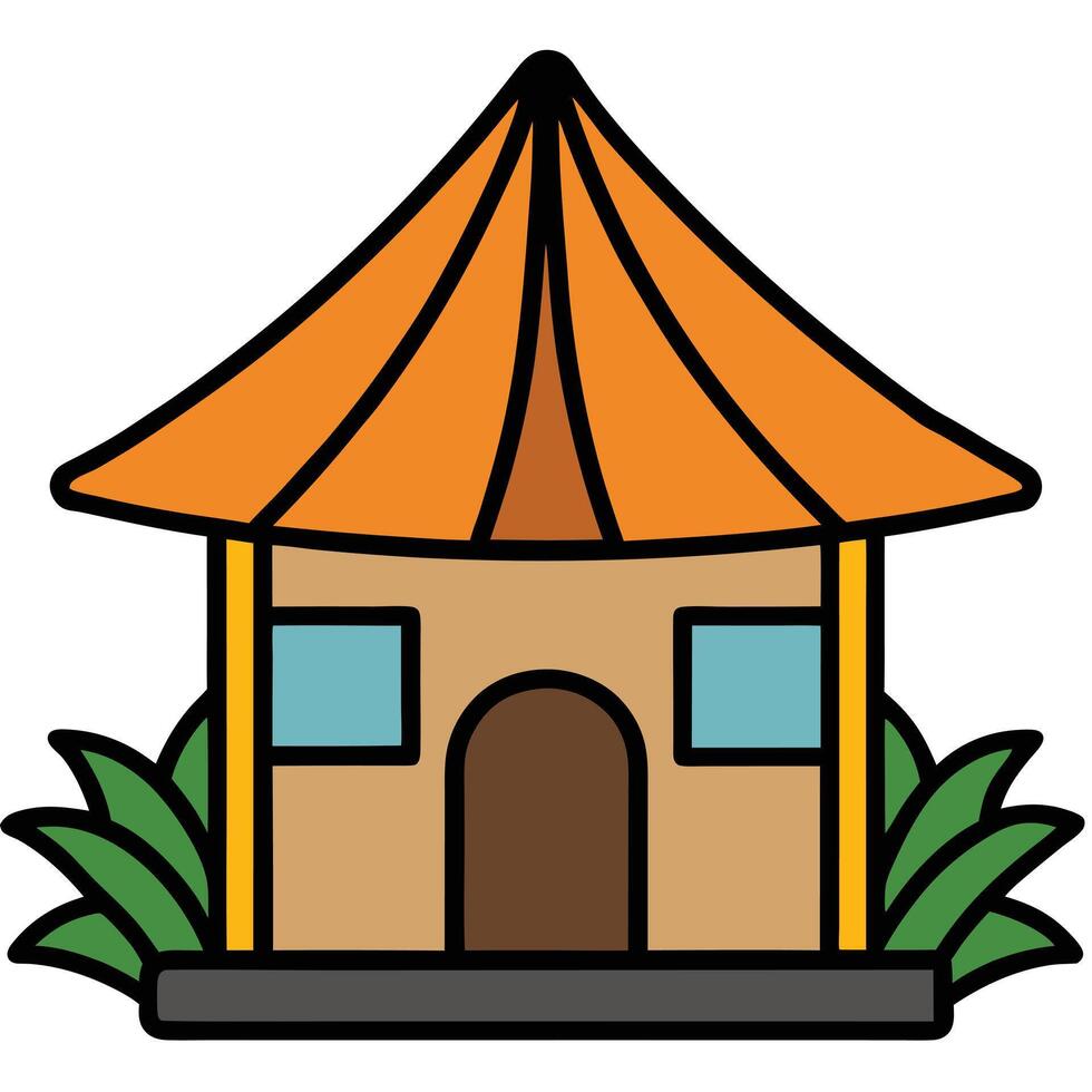 A small house with a roof and a door vector