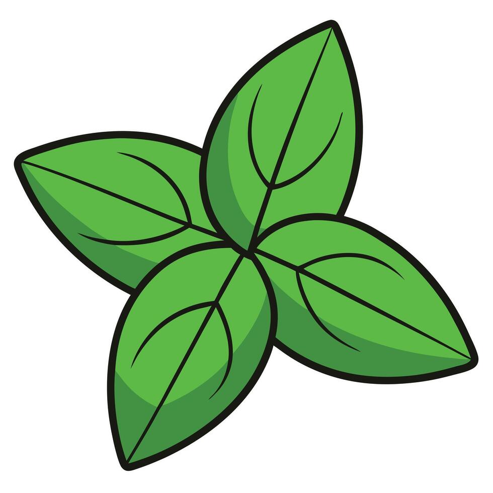 A green leaf with four leaves on it vector