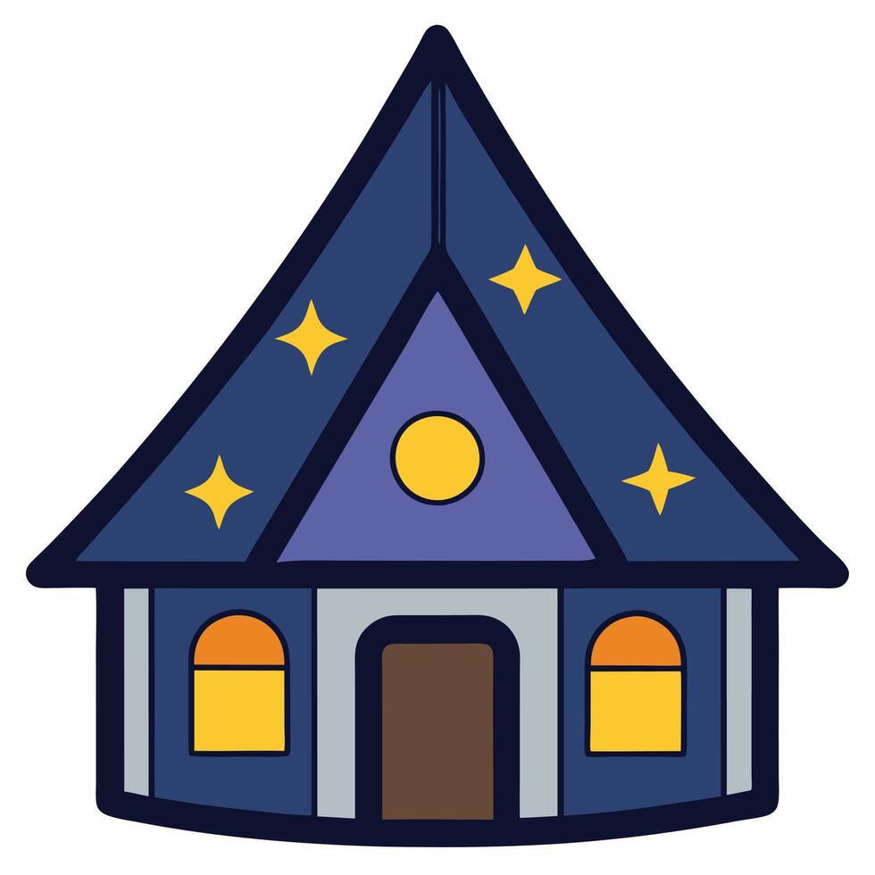 A house with a roof and stars on it vector