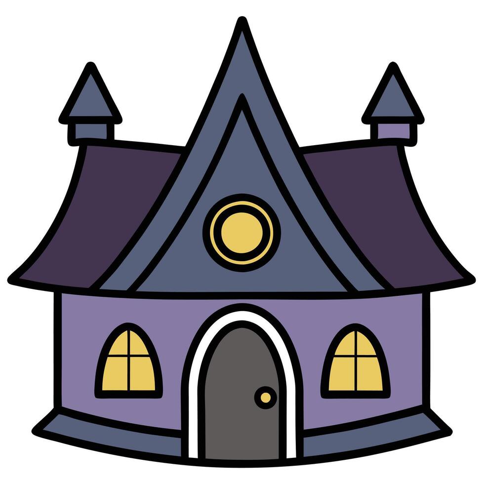 A cartoon house with a door and windows vector