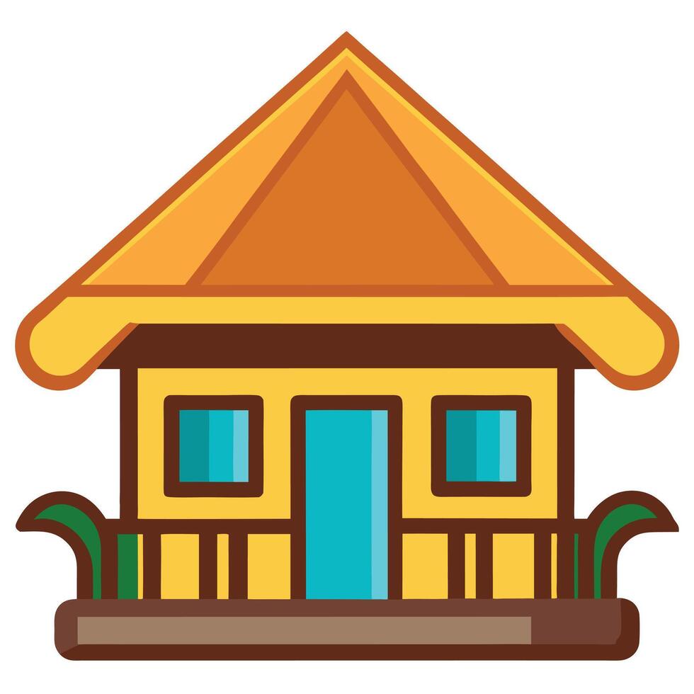 A small house with a roof and a balcony vector