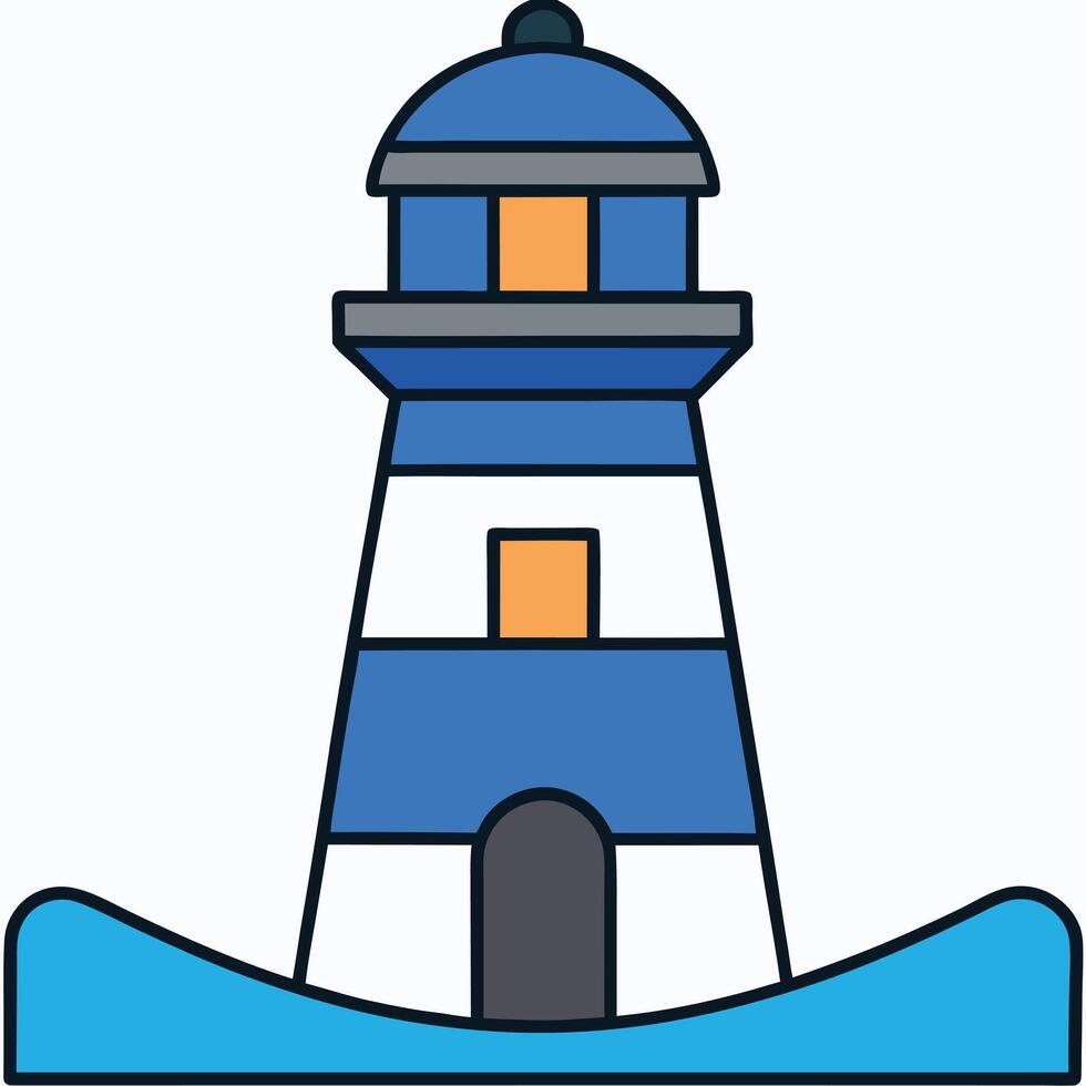 A blue and white lighthouse icon on a white background vector