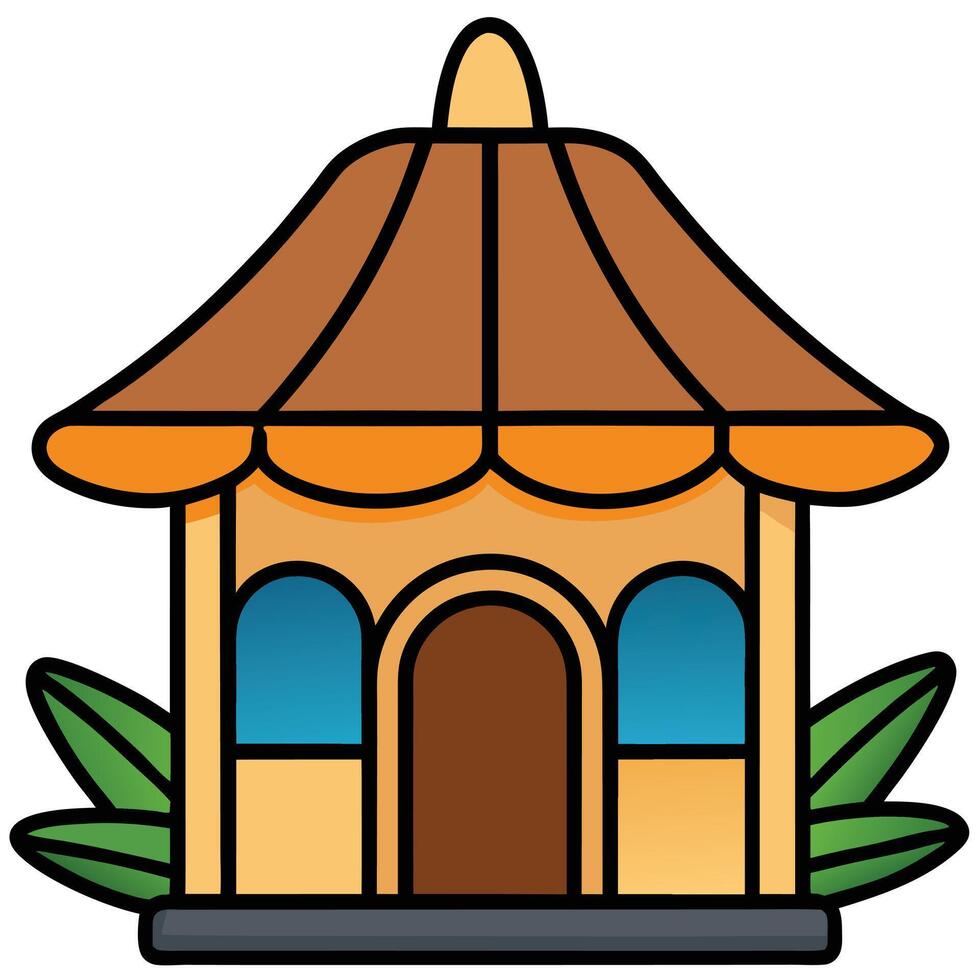 A small house with a roof and a door vector