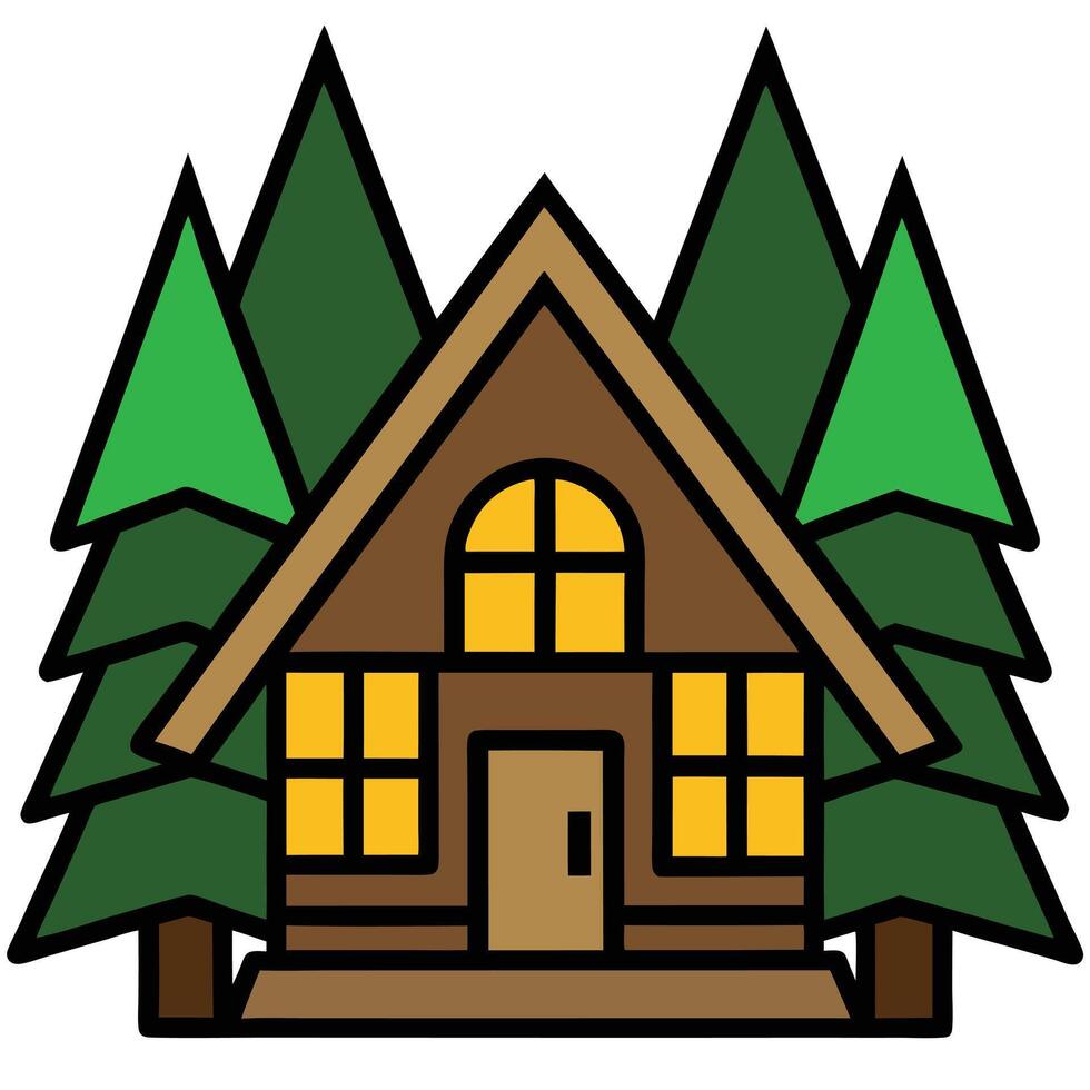 A cartoon house with trees and a porch vector