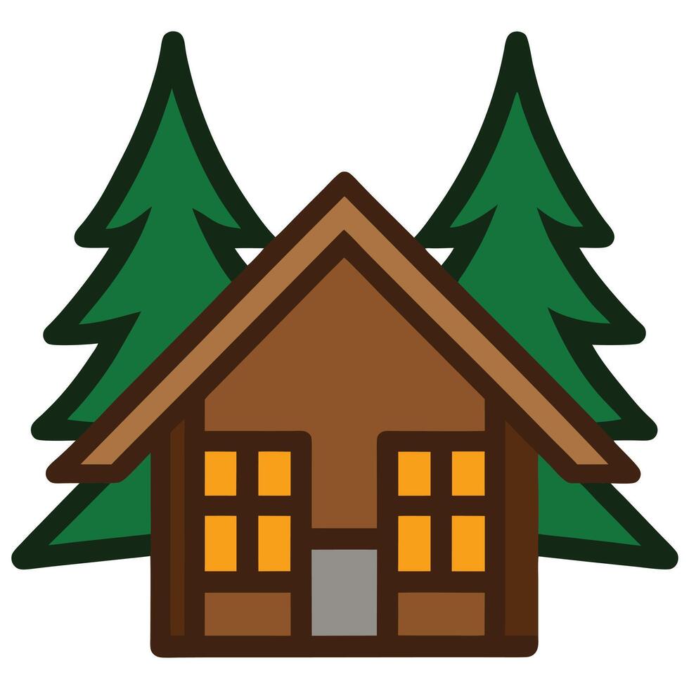 A cabin with trees in the background vector