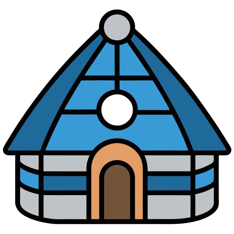 A blue and white house with a roof vector