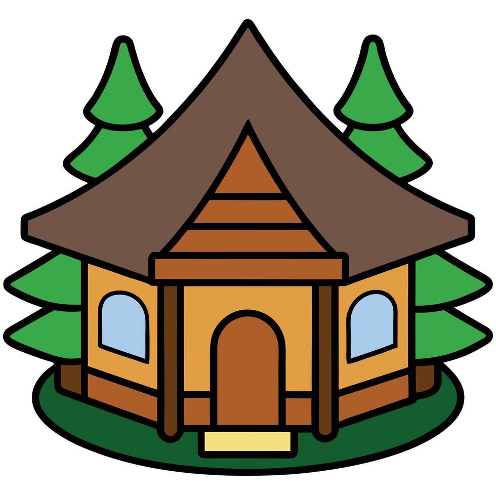 A house with a roof and trees in the background vector