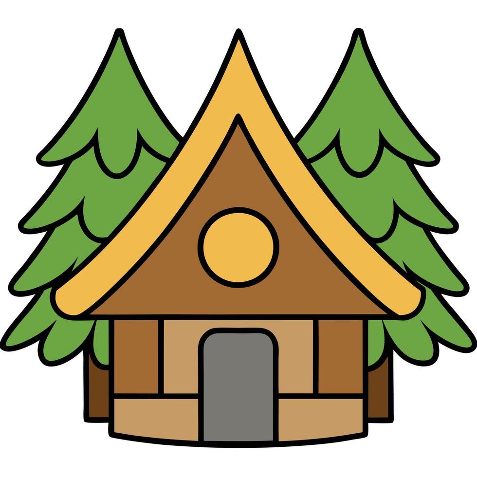 A small house with trees in the background vector
