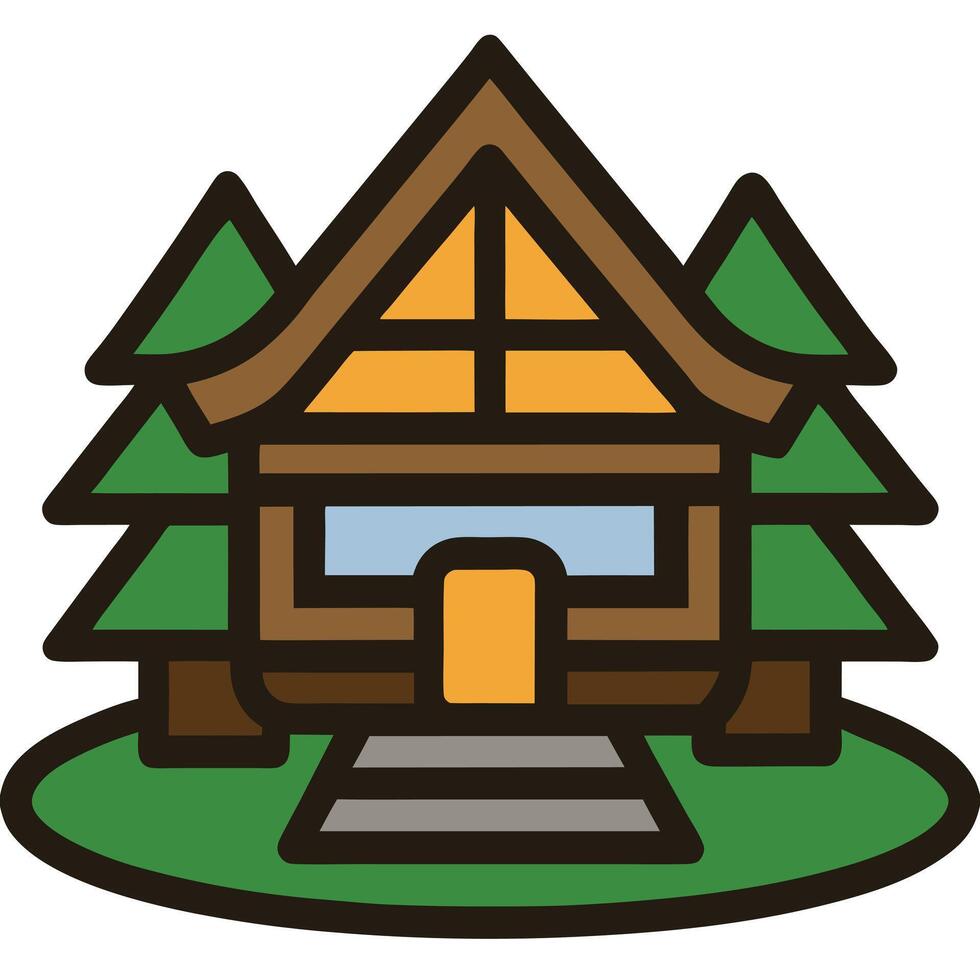A cartoon house with trees and a porch vector