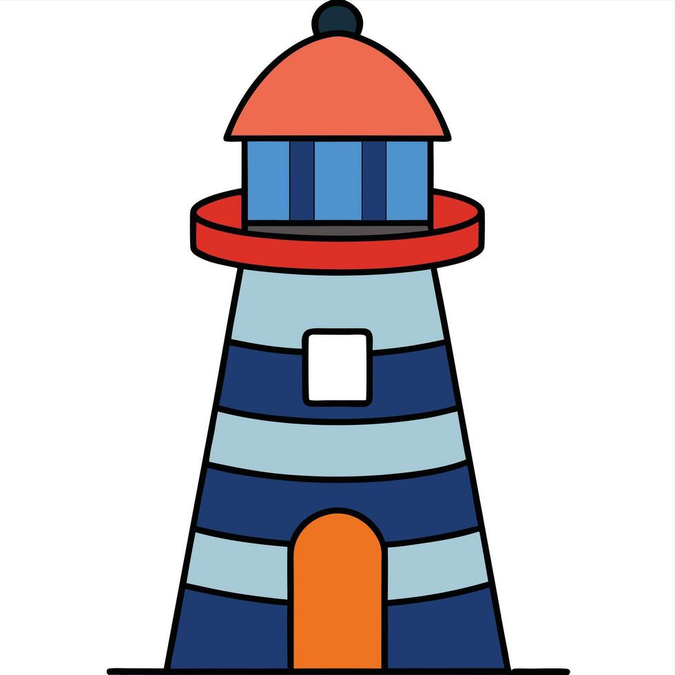 A cartoon lighthouse with a red roof vector