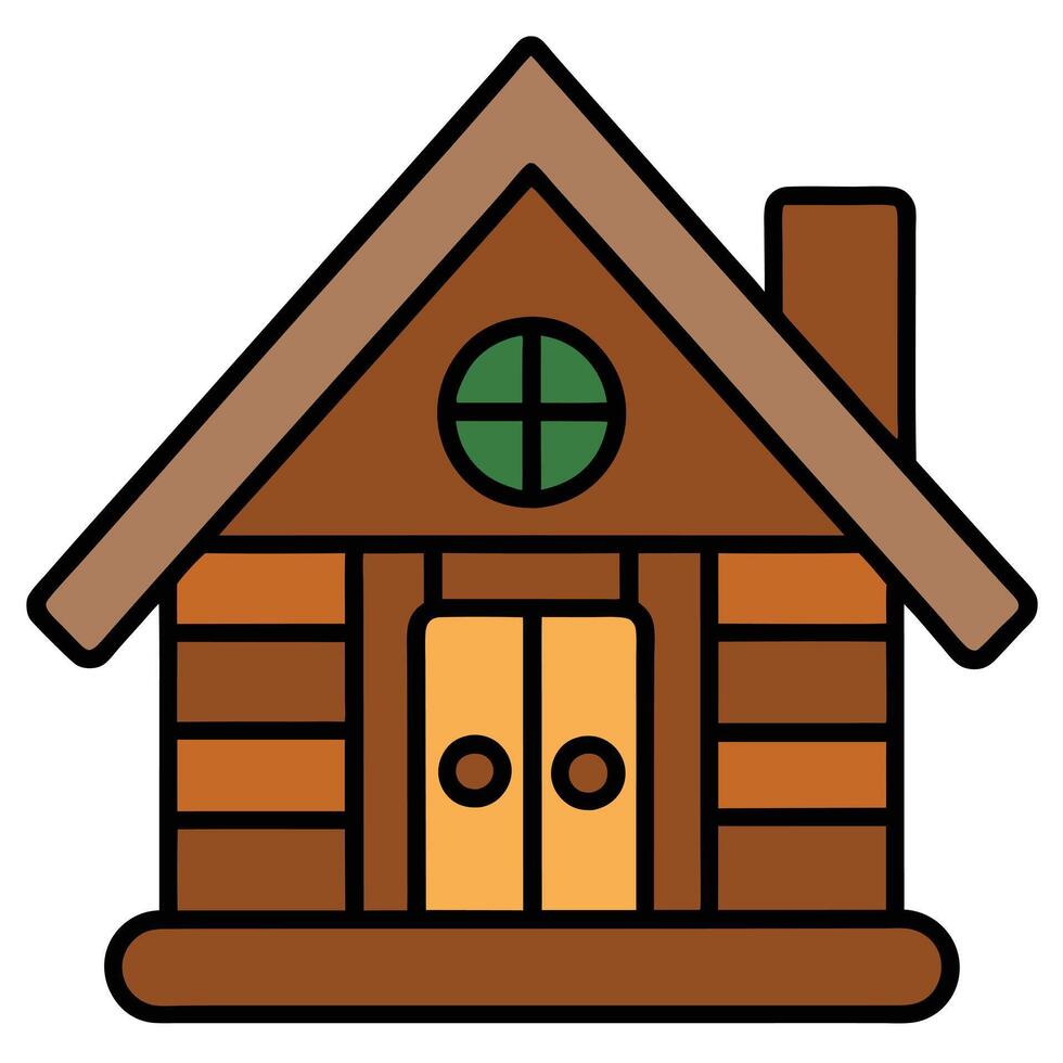 A log cabin with a door and windows vector