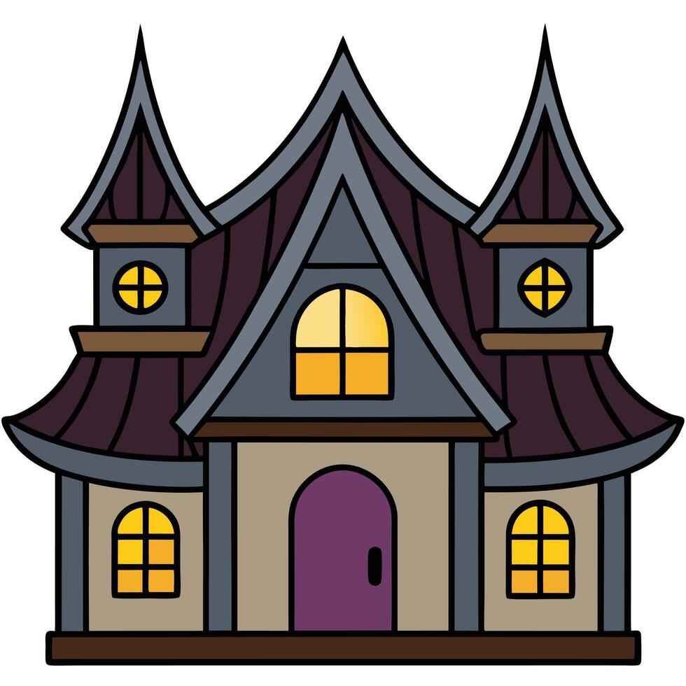 A cartoon house with a window and a door vector