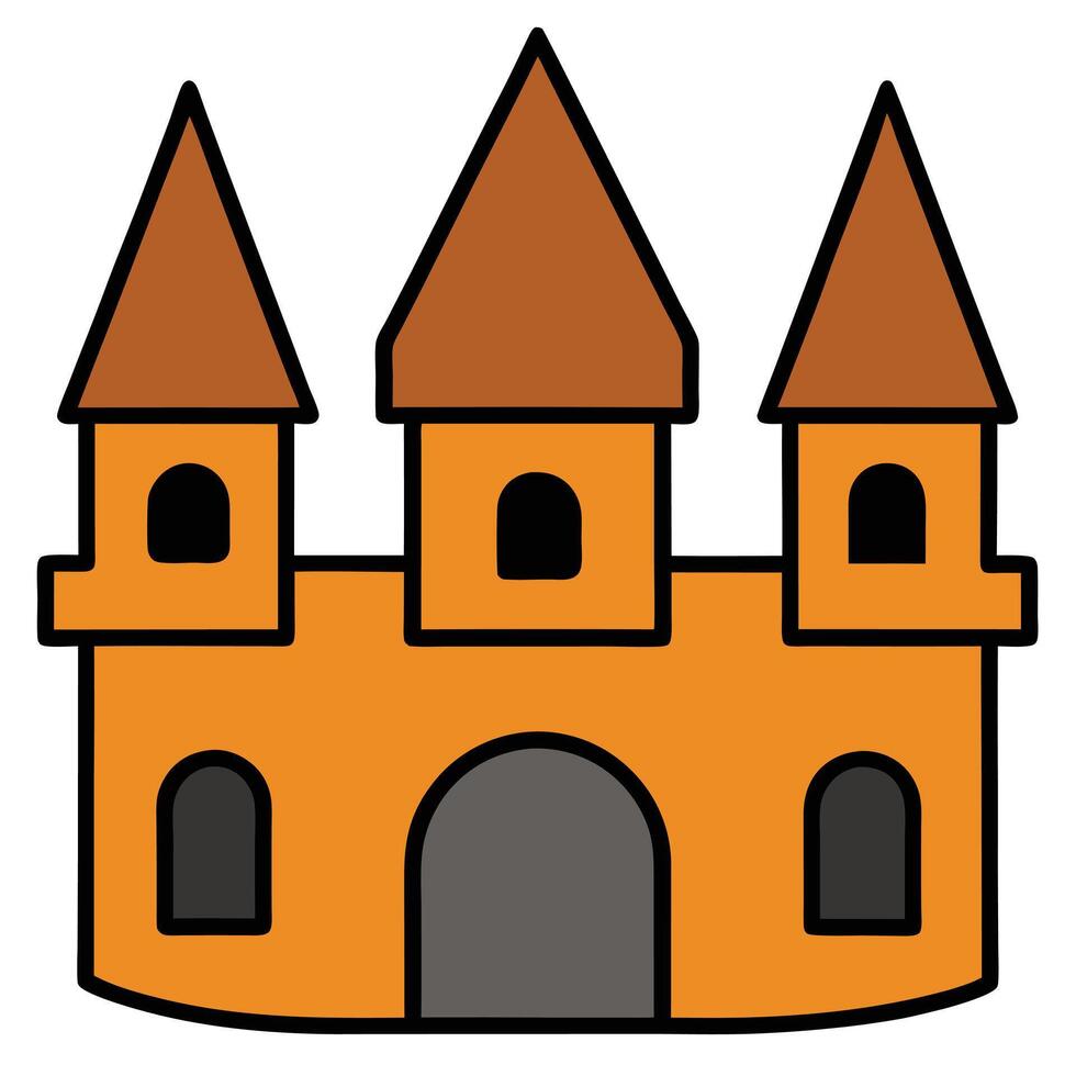 An orange castle with two towers vector