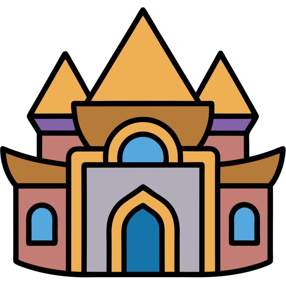 A castle icon with a door and windows vector
