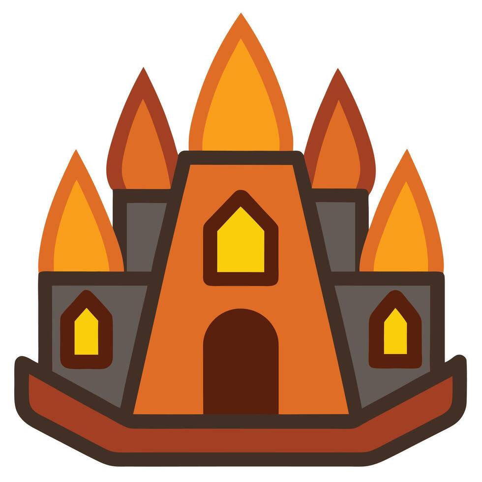 A castle with fire in the background vector