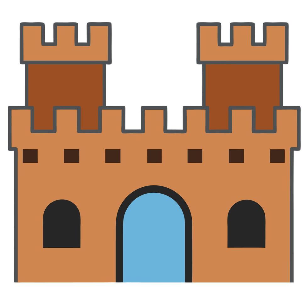 An illustration of a castle with two doors vector
