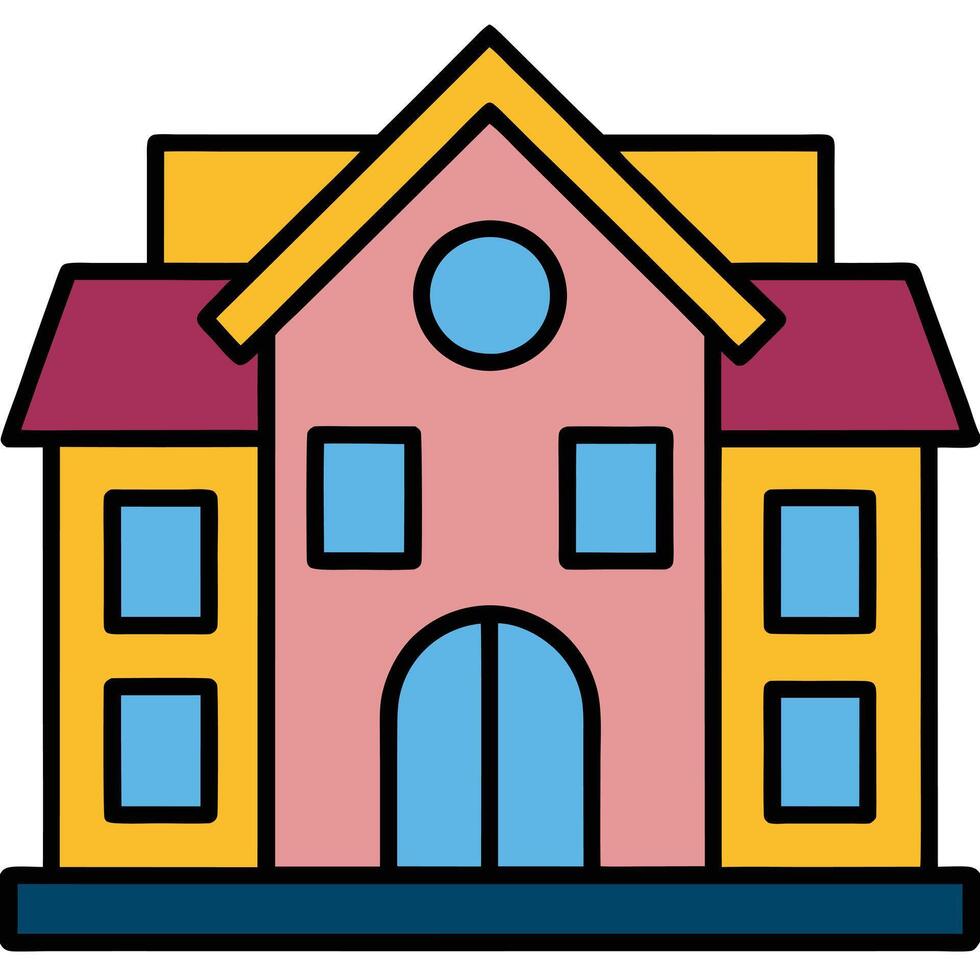 A house with a blue door and a yellow roof vector