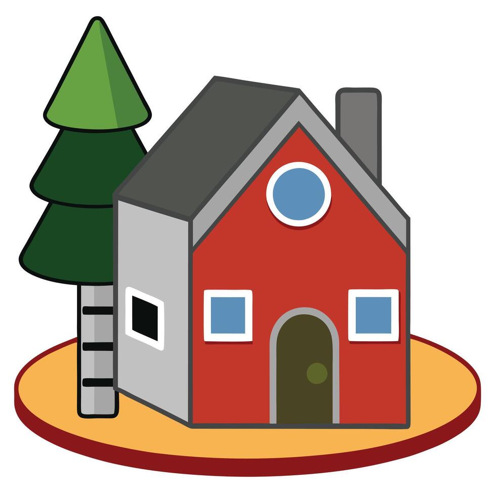 A house with a tree and a tree in the background vector