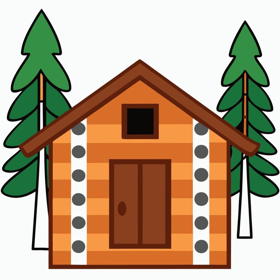 A cartoon house with a door and windows vector