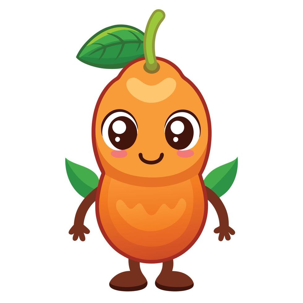 Cute orange fruit character illustration vector