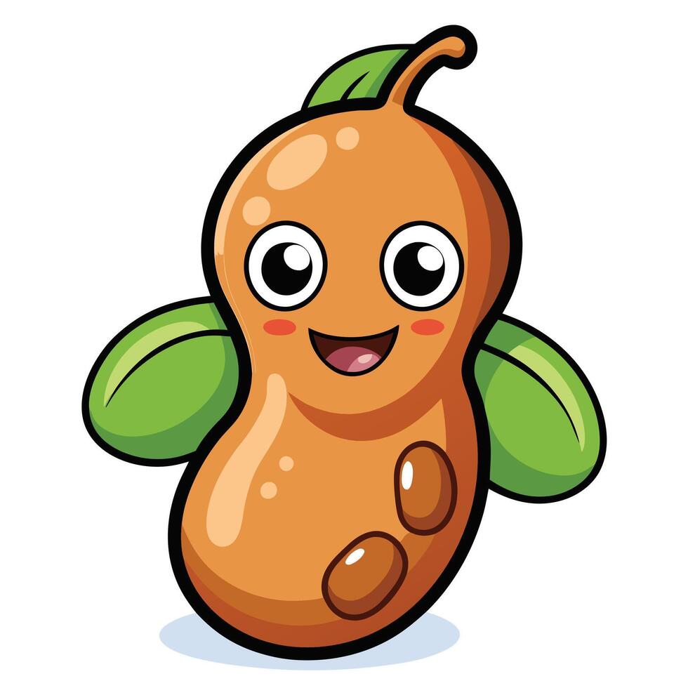 A cartoon peanut with green leaves and eyes vector