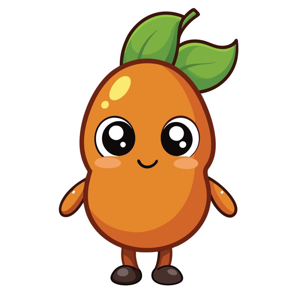 An orange character with eyes and a leaf on its head vector