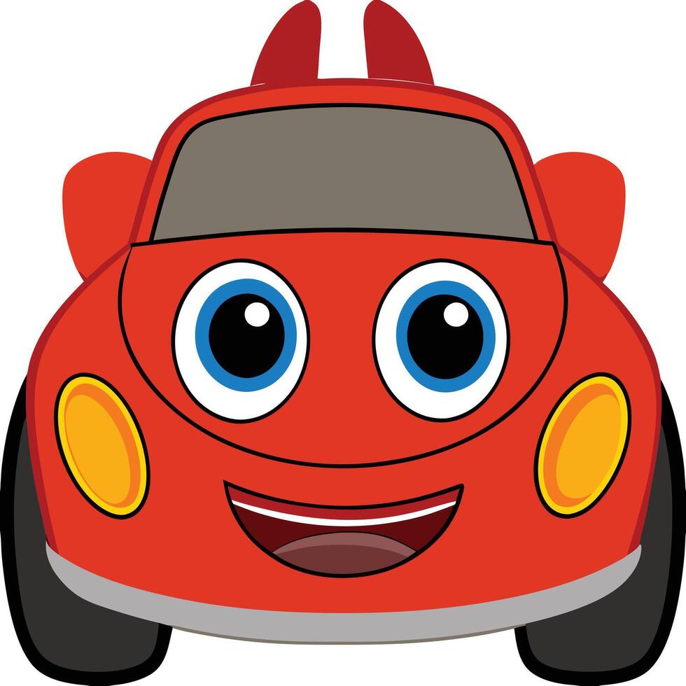 Cartoon car with eyes and smile vector