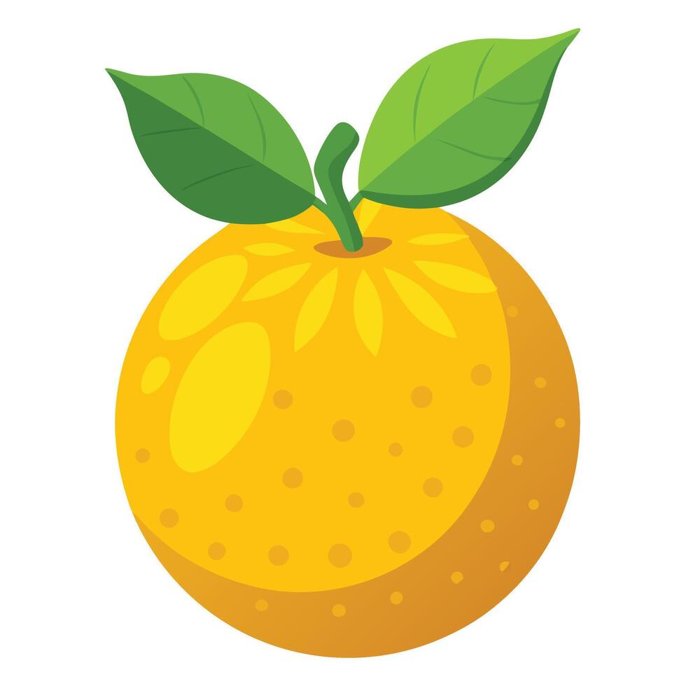 Orange fruit with leaf illustration vector