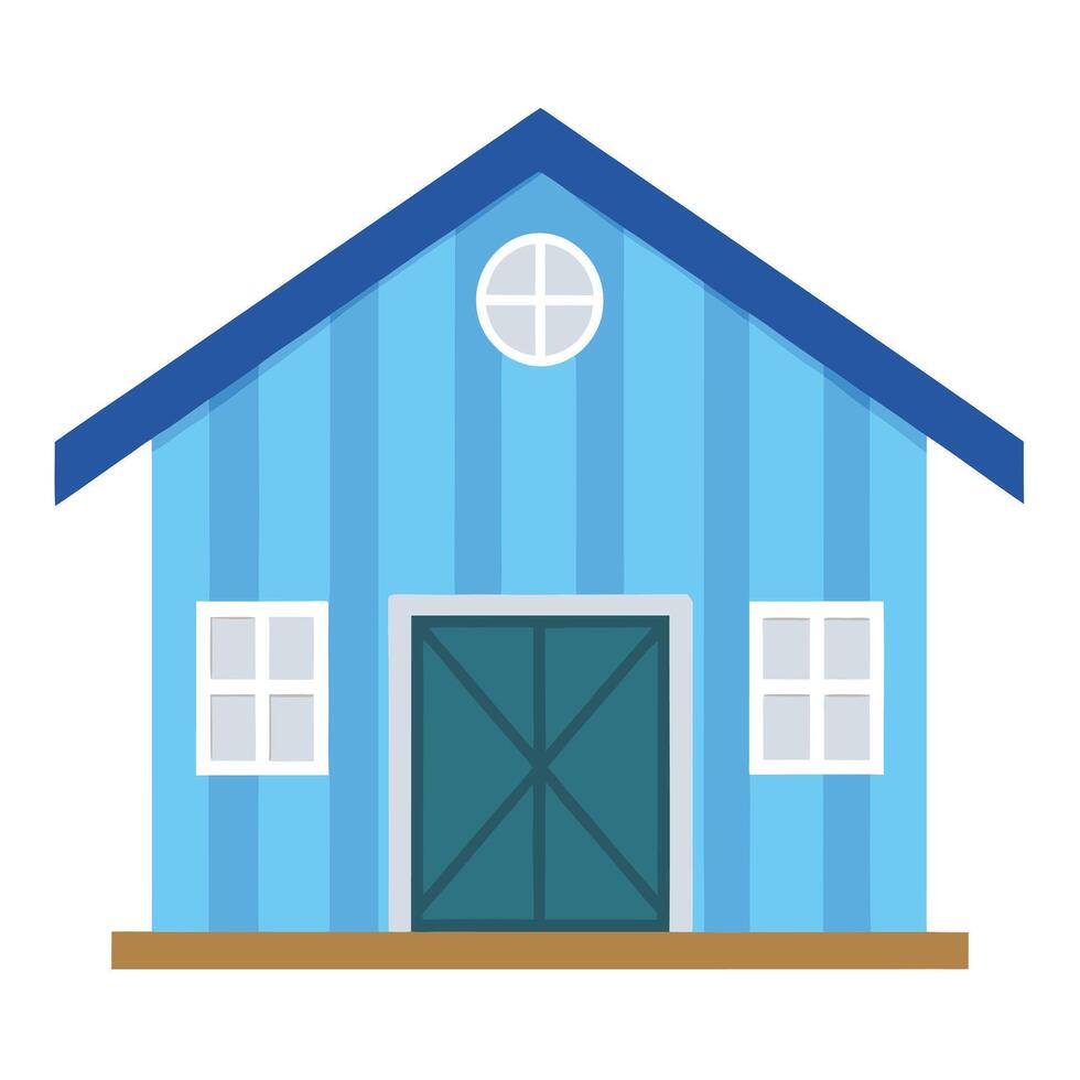 A blue house with a door and a window vector