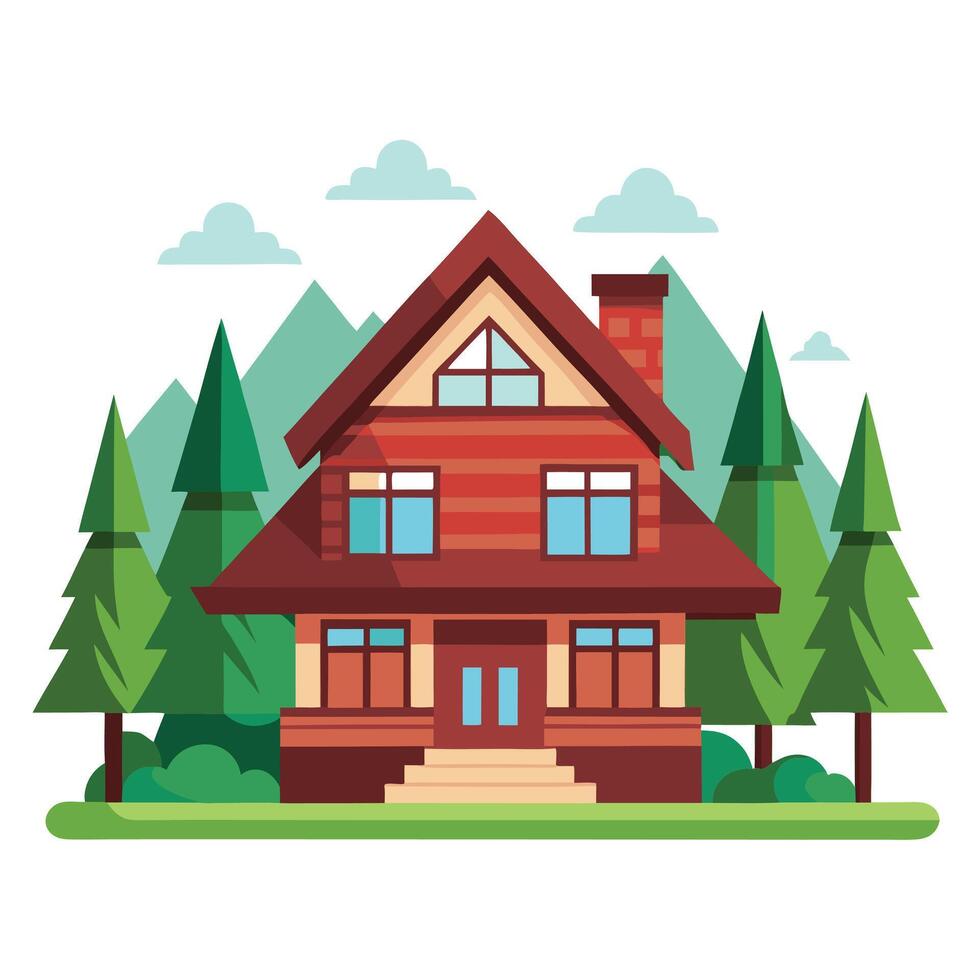 A house with a porch and trees in the background vector