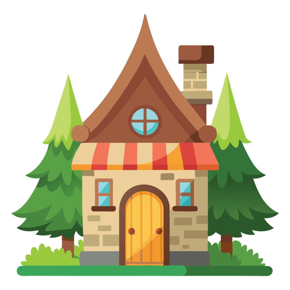 A cartoon house with a door and windows vector