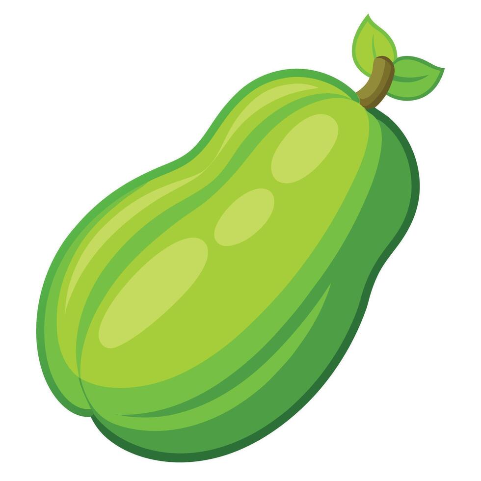 A green apple with leaves on it vector