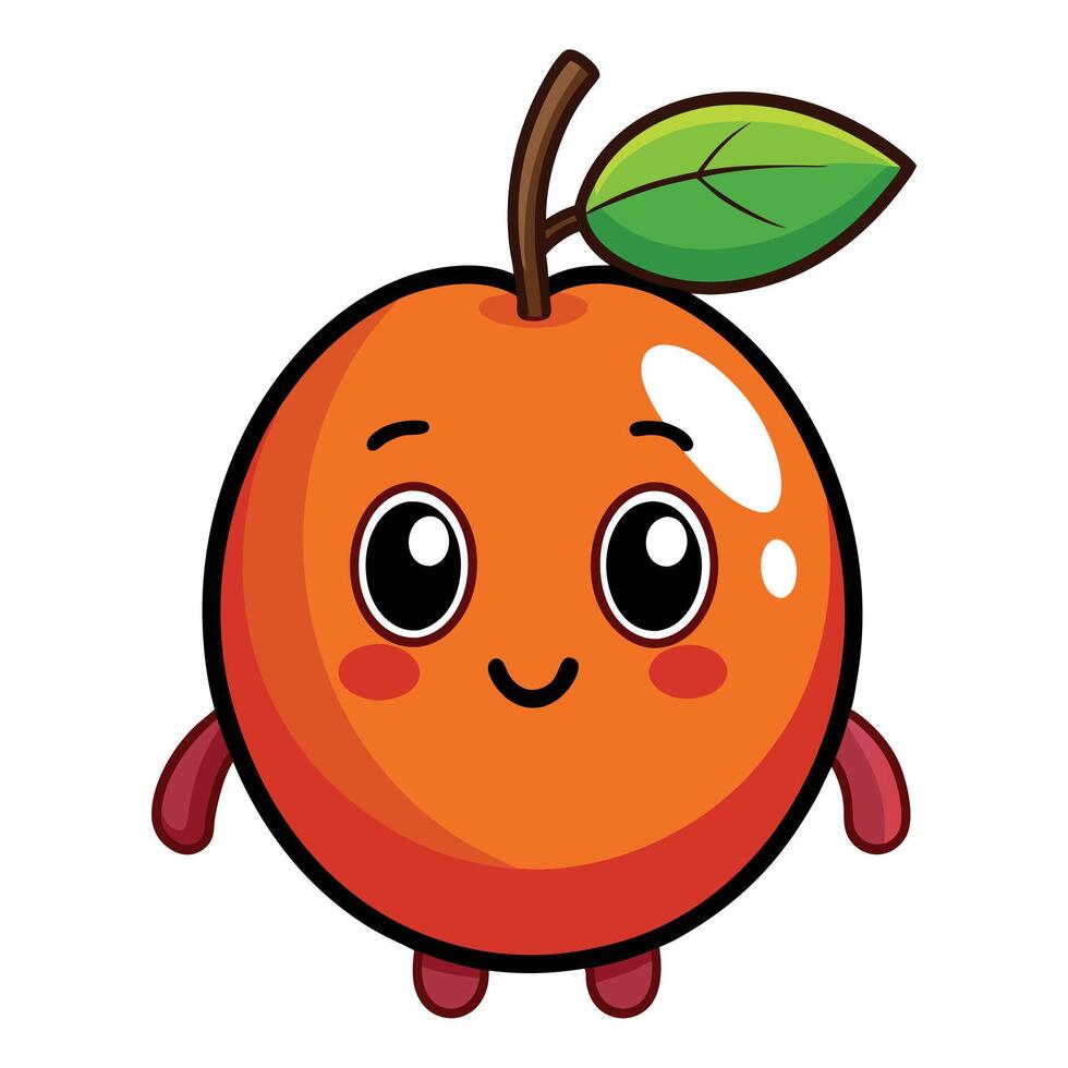 An orange character with eyes and a leaf on its head vector